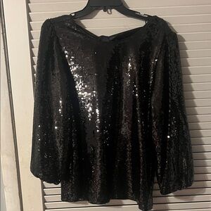 Crown & Ivy Black Sequin Blouse